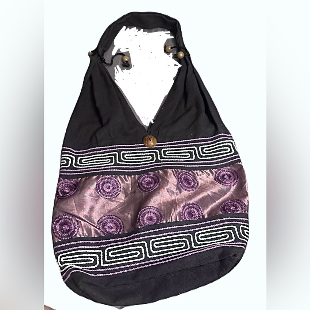 Bohemian Stylish Black and Purple Women's Bag